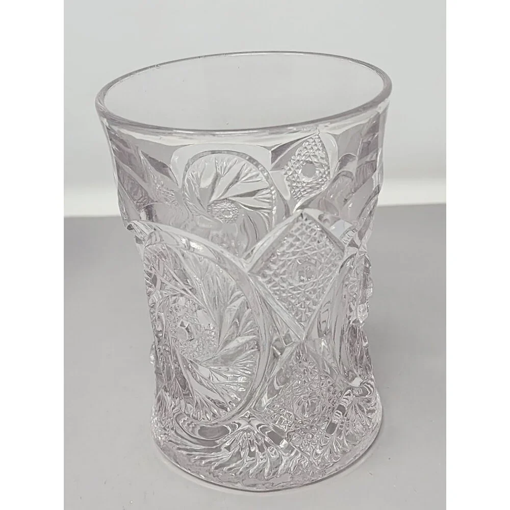 Vintage Miss Matched Cut‎ Glass Tumbler With Intricate Floral Geometric Patterns